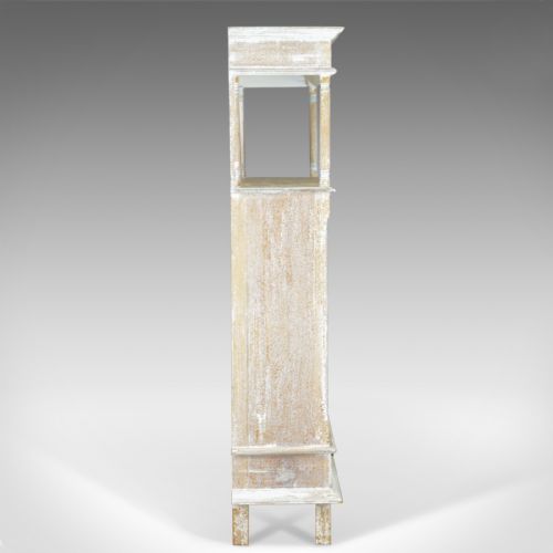 fig 1. Antique Display Cabinet, Tall, French, Limed Oak Cupboard, Early 20th Century