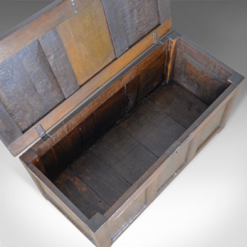 fig 4. Antique Coffer, Oak, Joined Chest, Three Panel Trunk, Early 18th Century c.1700