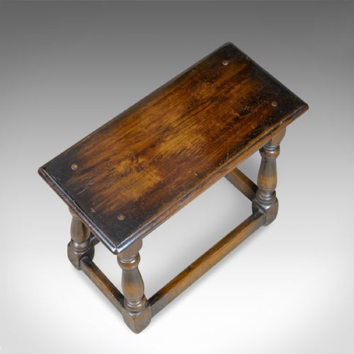 fig 3. Antique Joint Stool, English, Oak, Edwardian, Jacobean Revival, Early C20th