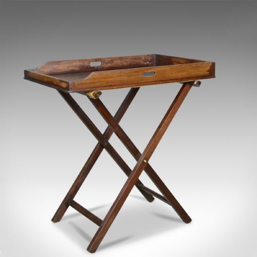 Antique Butler's Tray, English, Mahogany, Folding, Circa 1900