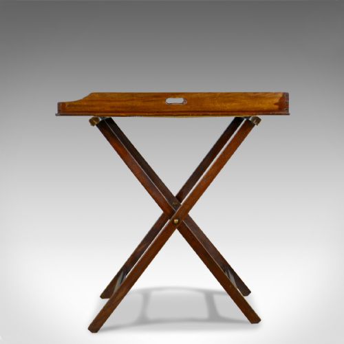 fig 1. Antique Butler's Tray, English, Mahogany, Folding, Circa 1900