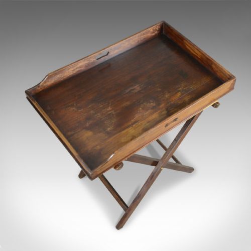 fig 3. Antique Butler's Tray, English, Mahogany, Folding, Circa 1900