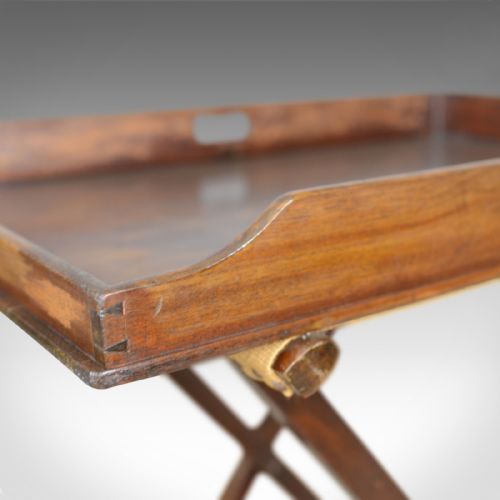 fig 4. Antique Butler's Tray, English, Mahogany, Folding, Circa 1900