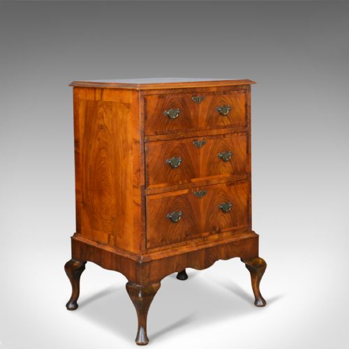 Georgian Revival Chest of Drawers on Stand, English, Walnut Cabinet, Early C20th