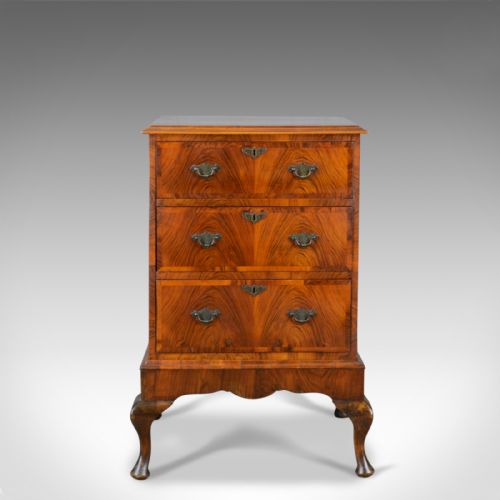 fig 1. Georgian Revival Chest of Drawers on Stand, English, Walnut Cabinet, Early C20th