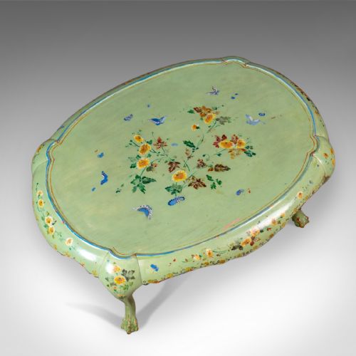 fig 4. Antique Side Table, French, Country, Hand Painted, Coffee, Early 20th Century