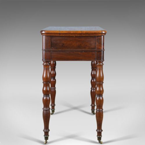 fig 2. Antique Sewing Table, English, Victorian, Flame Mahogany, Side, C19th, c.1840