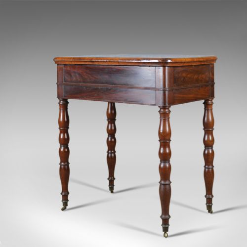 fig 3. Antique Sewing Table, English, Victorian, Flame Mahogany, Side, C19th, c.1840