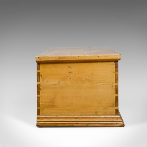 fig 3. Antique Pine Trunk, English, Victorian, Blanket, Carriage Chest, Box, Circa 1880