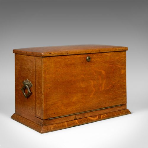 fig 1. Antique Campaign Writing Box, English, Victorian, Oak, Stationery, 1887