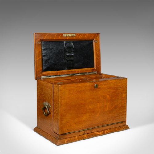fig 2. Antique Campaign Writing Box, English, Victorian, Oak, Stationery, 1887