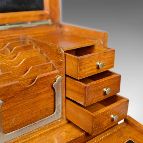 fig 5. Antique Campaign Writing Box, English, Victorian, Oak, Stationery, 1887