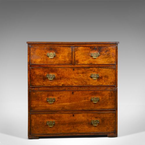 fig 1. Antique Campaign Chest of Drawers, English, Late Georgian, Walnut, Circa 1780