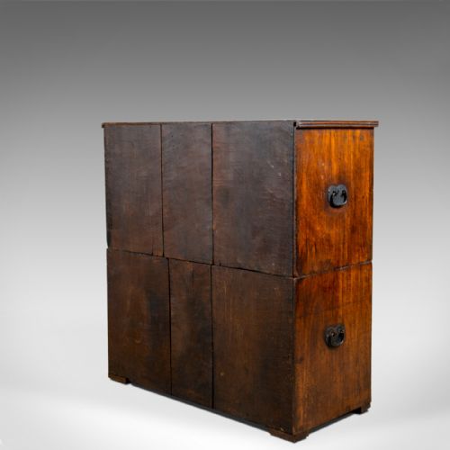 fig 3. Antique Campaign Chest of Drawers, English, Late Georgian, Walnut, Circa 1780