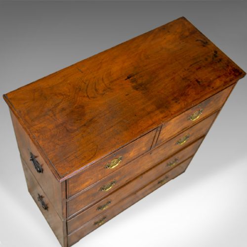 fig 4. Antique Campaign Chest of Drawers, English, Late Georgian, Walnut, Circa 1780