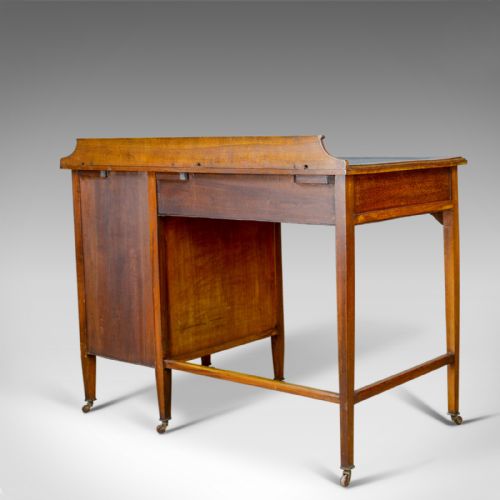 fig 2. Antique Open Pedestal Desk, English, Edwardian, Kneehole, Writing, Circa 1910