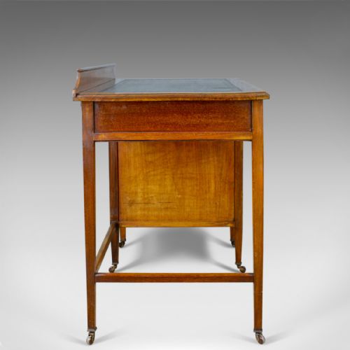 fig 3. Antique Open Pedestal Desk, English, Edwardian, Kneehole, Writing, Circa 1910