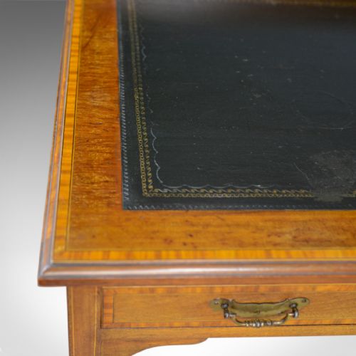 fig 5. Antique Open Pedestal Desk, English, Edwardian, Kneehole, Writing, Circa 1910