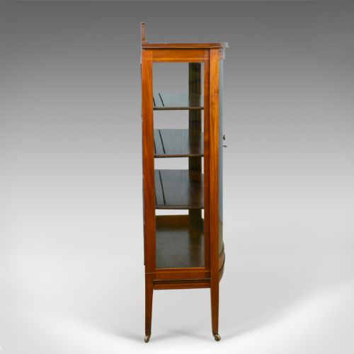 fig 3. Antique Bow Fronted Display Cabinet, Mahogany, English, Edwardian, Circa 1910