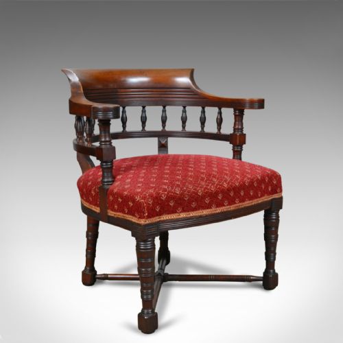 fig 1. Pair of Antique Salon Chairs, English, Late Victorian, His and Hers, Circa 1900