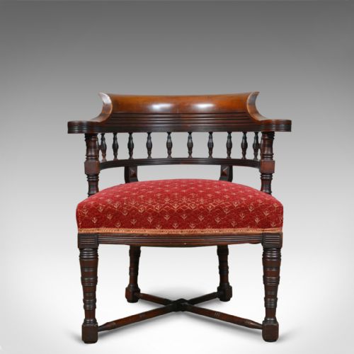 fig 2. Pair of Antique Salon Chairs, English, Late Victorian, His and Hers, Circa 1900
