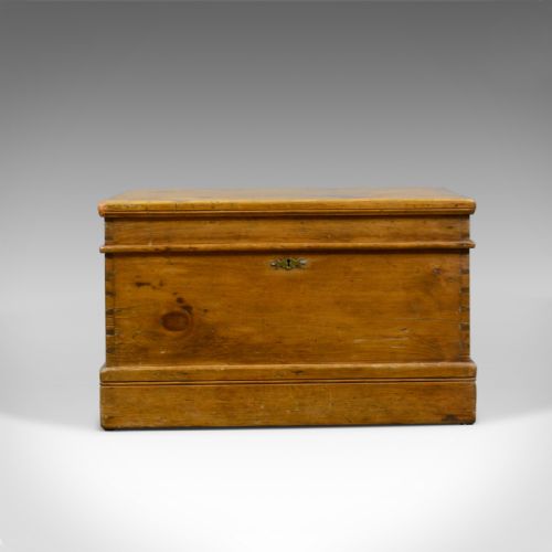 fig 1. Antique Pine Carriage Chest, English, Victorian, Blanket Box, Trunk, Circa 1890