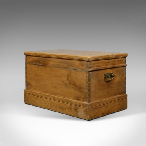 fig 3. Antique Pine Carriage Chest, English, Victorian, Blanket Box, Trunk, Circa 1890