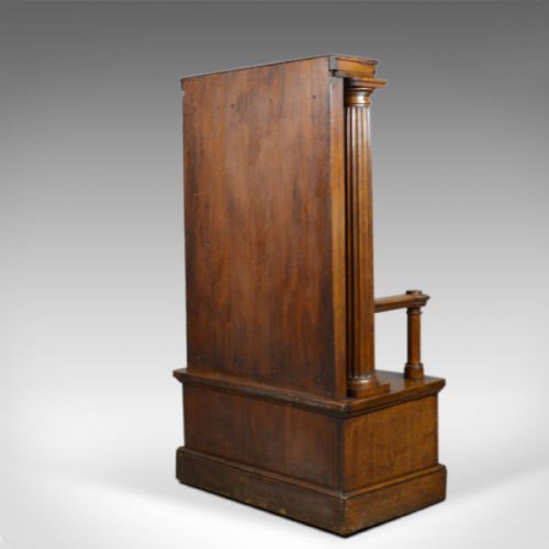 fig 4. Large Antique Oak Throne Chair, Edwardian, Bench, Seat, Classical, Doric, c.1910
