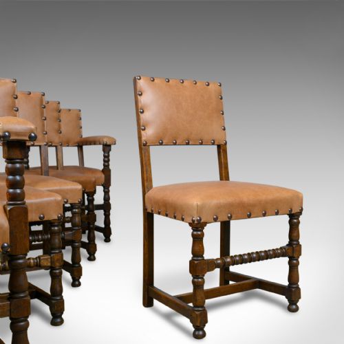 Set of Six Antique Dining Chairs, Edwardian, 17th Century Revival, Oak, C.1910