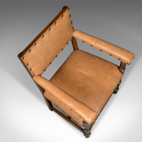 fig 5. Set of Six Antique Dining Chairs, Edwardian, 17th Century Revival, Oak, c.1910