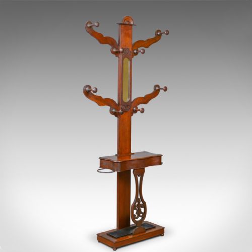 fig 3. Antique Hall Stand, Edwardian, Mahogany, Tree, Hat, Coat, Umbrella, Circa 1910