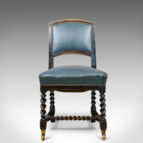 fig 1. Set of Six Antique Dining Chairs, Oak, Leather, Aesthetic Movement, Circa 1880