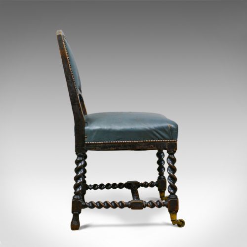 fig 2. Set of Six Antique Dining Chairs, Oak, Leather, Aesthetic Movement, Circa 1880