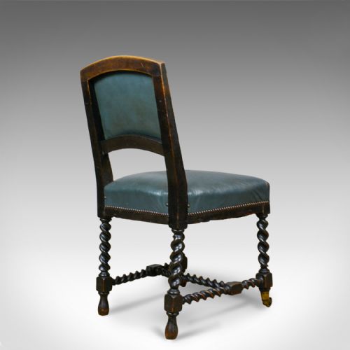 fig 3. Set of Six Antique Dining Chairs, Oak, Leather, Aesthetic Movement, Circa 1880