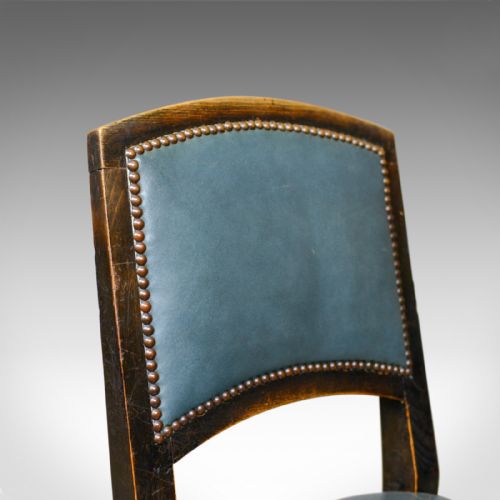 fig 4. Set of Six Antique Dining Chairs, Oak, Leather, Aesthetic Movement, Circa 1880