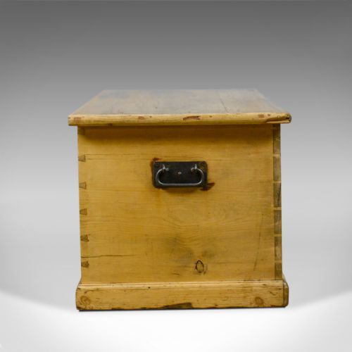 fig 2. Antique Pine Trunk, Victorian, Blanket Chest, Box Early 20th Century, Circa 1900