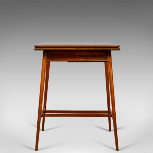 fig 1. Antique Card Table, English, Edwardian, Fold-Over, Games, Early C20th, c.1910