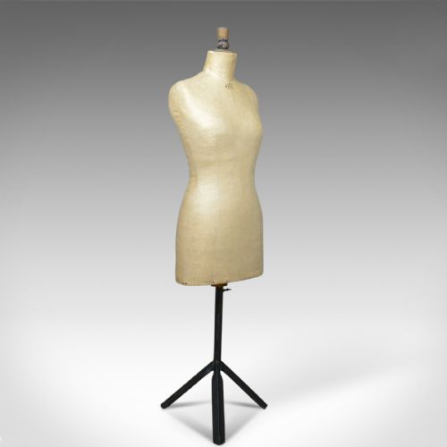 French Antique Dress Makers Dummy, Adjustable Height, Three-quarter, C.1900