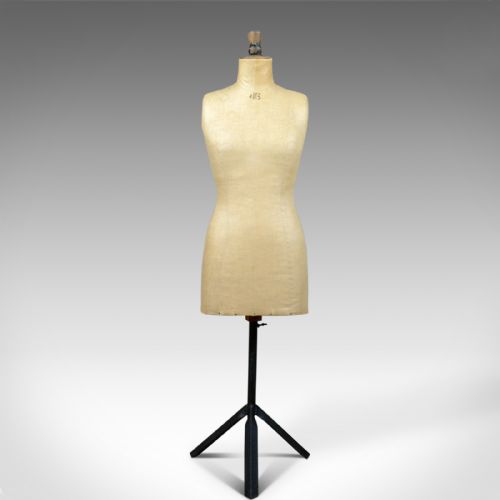 fig 1. French Antique Dress Makers Dummy, Adjustable Height, Three-Quarter, c.1900