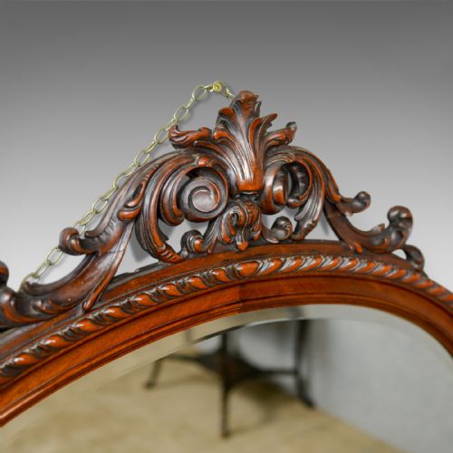 fig 2. Antique Wall Mirror, Edwardian, Ovular, Carved Walnut, C20th, Circa 1910