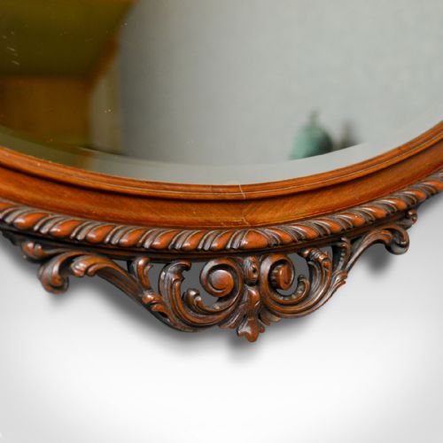 fig 3. Antique Wall Mirror, Edwardian, Ovular, Carved Walnut, C20th, Circa 1910