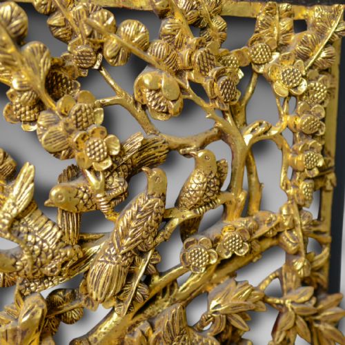 fig 2. Antique Carved Wall Panel, Chinese, Giltwood, Decorative, Circa 1900