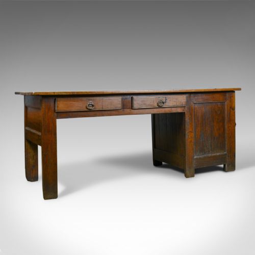 Antique French Mayoral Clerk's Desk, Oak, Elm, Mid 19th Century, Circa 1850