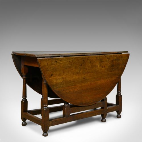Antique Gate Leg Table, English, Georgian, Oak, Country Kitchen Dining, C.1800
