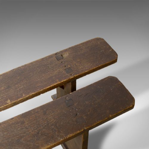 fig 2. Pair of Antique Benches, Victorian, English, Forms, Oak, Kitchen Dining, c.1900