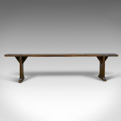 fig 4. Pair of Antique Benches, Victorian, English, Forms, Oak, Kitchen Dining, c.1900