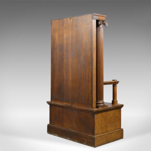 fig 3. Large Antique Oak Throne Chair, Edwardian, Bench, Seat, Classical, Ionic, c.1910
