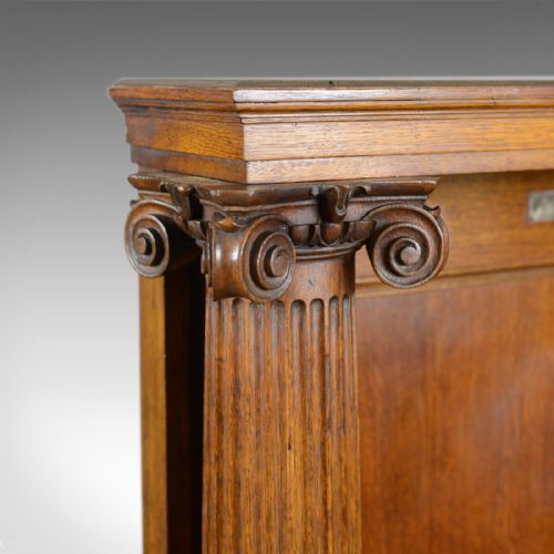 fig 4. Large Antique Oak Throne Chair, Edwardian, Bench, Seat, Classical, Ionic, c.1910