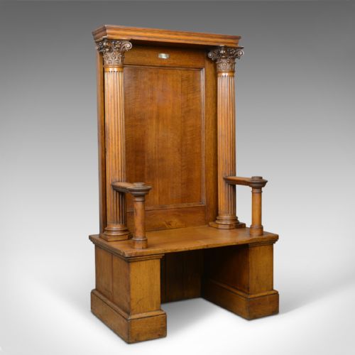 Large Antique Oak Throne Chair, Edwardian, Seat, Classical, Corinthian, C.1910