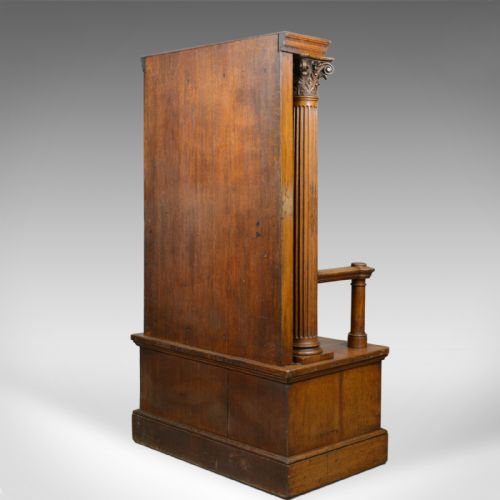 fig 2. Large Antique Oak Throne Chair, Edwardian, Seat, Classical, Corinthian, c.1910